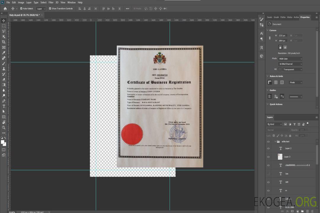 Certificat d'enregistrement d'entreprise en Gambie template